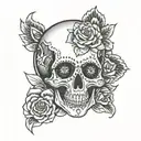 mandala and skull face tattoo design idea