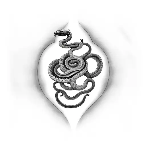 heart with snake and dagger tattoo design idea