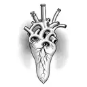 anatomical heart with snake and dagger tattoo design idea