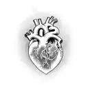 anatomical heart with snake and dagger tattoo design idea