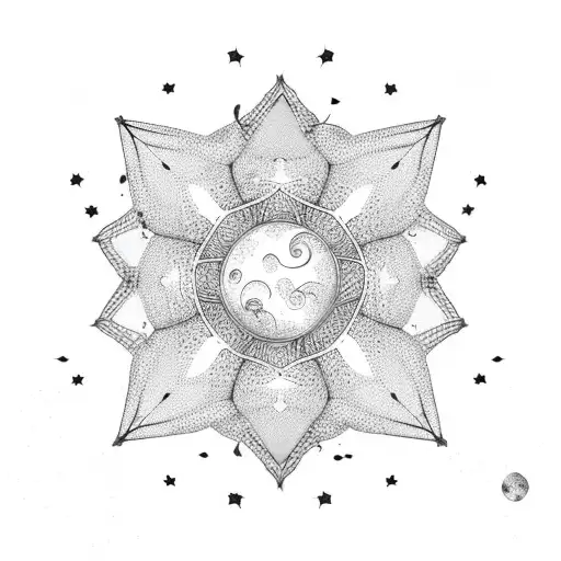 chinese lanterns with stars tattoo design idea