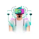 A computer engineer hacking into a virtual reality world with a sword in hand tattoo design idea