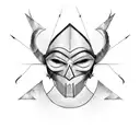 Zorro's iconic mask made up of lines of code, with a sword slashing through it tattoo design idea