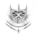 Zorro's iconic mask made up of lines of code, with a sword slashing through it tattoo design idea