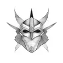 Zorro's iconic mask made up of lines of code, with a sword slashing through it tattoo design idea