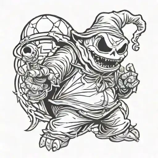 Oogie Boogie taking a shot tattoo design idea