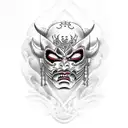 mujer con mascara de hannya tattoo design idea