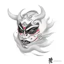 mujer con mascara de hannya tattoo design idea
