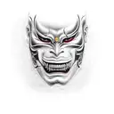 mujer con mascara de hannya tattoo design idea