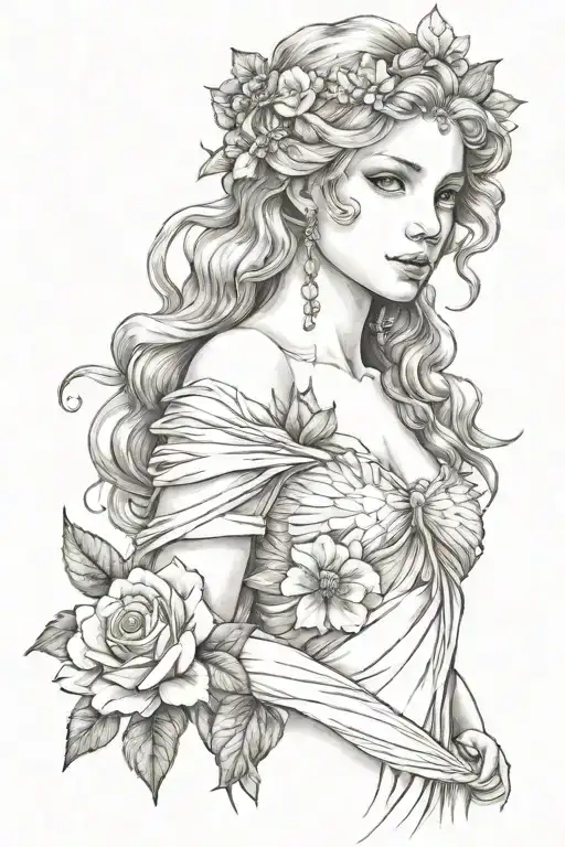 full body Aphrodite realistic beautiful girl shoulder tattoo  tattoo design idea
