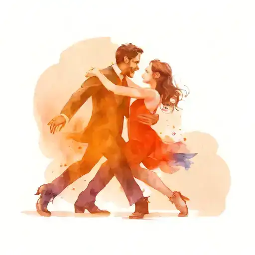 a part of a argentina tango dancing couple posing tattoo design idea