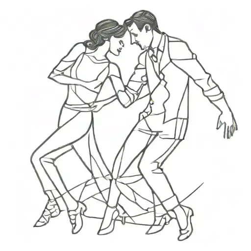 a part of a couple dancing argentina tango couple in a dramatic tattoo design idea