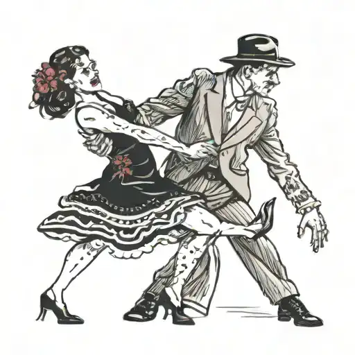 a part of a argentina tango  couple dancing tattoo design idea