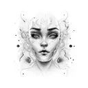 Split face girl face  tattoo design idea