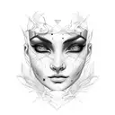 Split face girl face  tattoo design idea