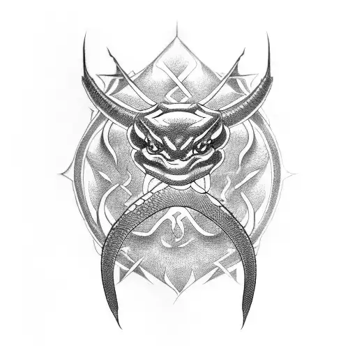 Snake devil sword  tattoo design idea