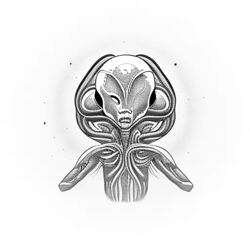 alien meditating tattoo design idea