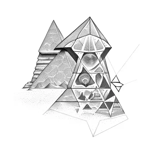 alien and pyramid tattoo design idea