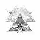 alien meditating below the pyramid tattoo design idea