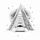 alien meditating below the pyramid tattoo design idea