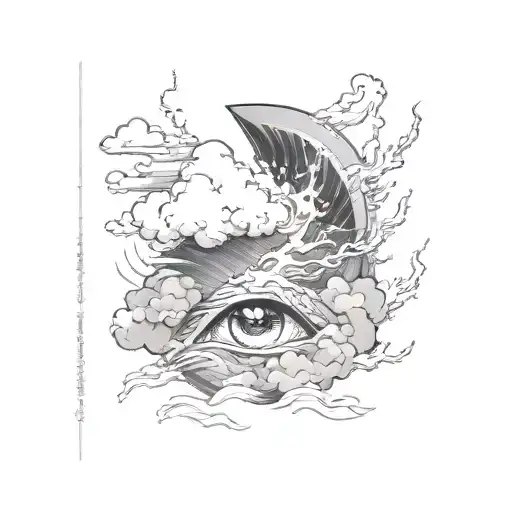 lightning storm clouds eye tattoo design idea