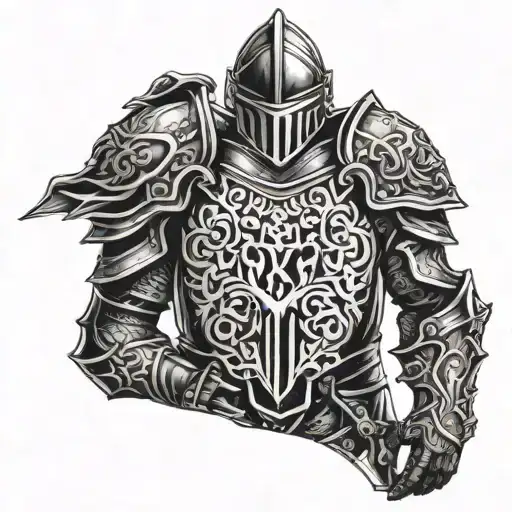 ornate knight armour tattoo design idea