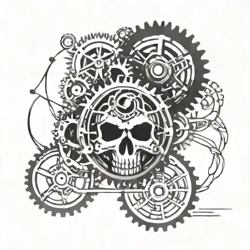 gears and pinstriping patterns symbolizing the client's tattoo design idea