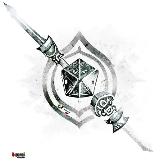 spear with DND dice's tattoo design idea