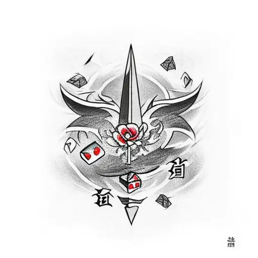 spear with DND dice's tattoo design idea