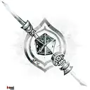 spear with DND dice's tattoo design idea