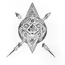 spear with DND dice's tattoo design idea