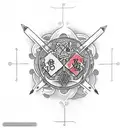 spear with DND dice's tattoo design idea