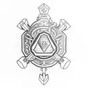 spear with DND dice's tattoo design idea