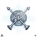 spear with DND dice's tattoo design idea