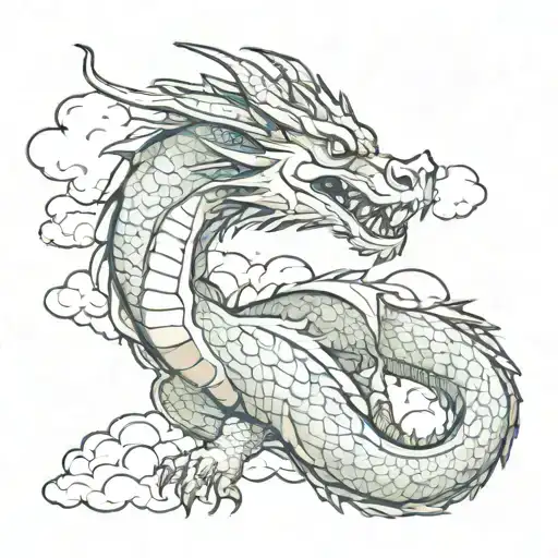 dragon with clouds on the sides tattoo design idea