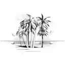 round waves and palm trees tattoo design idea