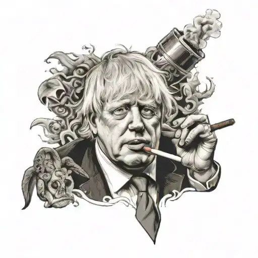 boris Johnson smoking a joint tattoo design idea