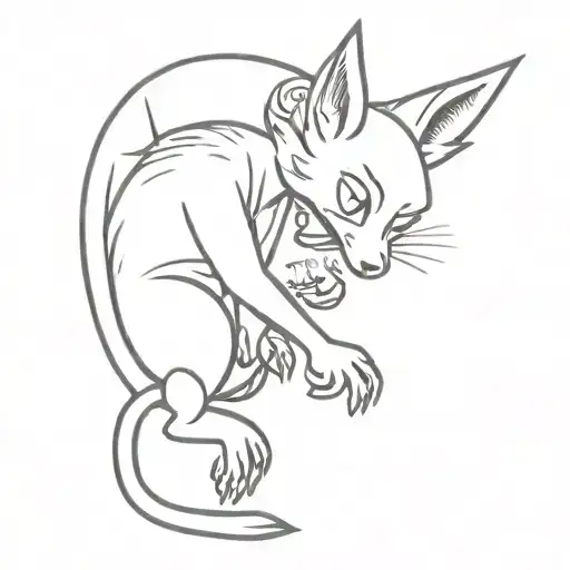 itchy and scratchy line work tattoo design idea