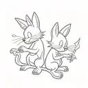 itchy and scratchy line work tattoo design idea