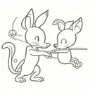 itchy and scratchy line work tattoo design idea