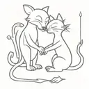 itchy and scratchy line work tattoo design idea