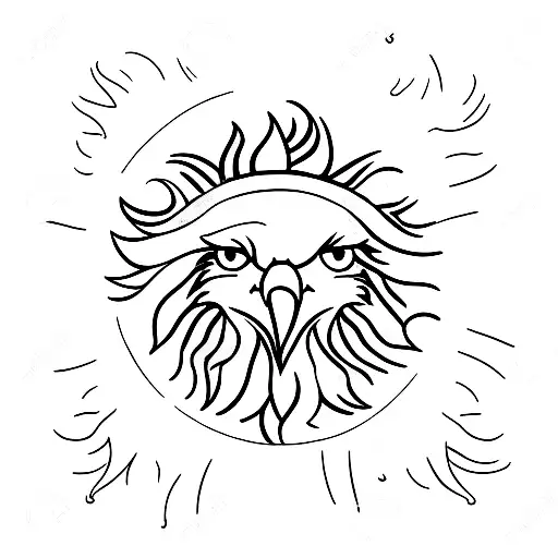 Eagle, sun, cloud tattoo design idea