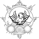 Eagle, sun, cloud tattoo design idea