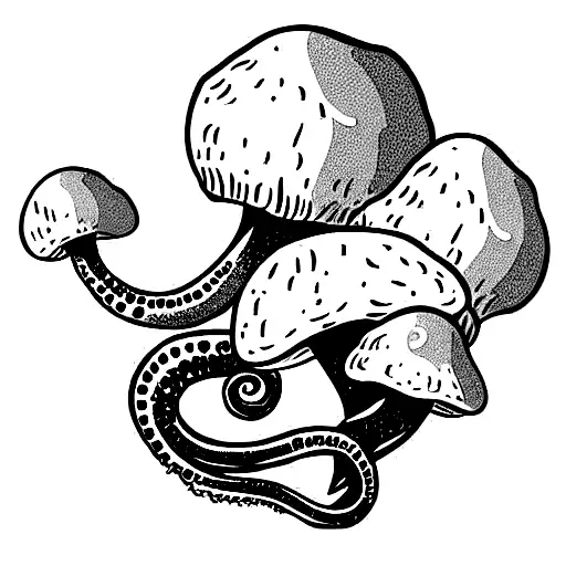 Mushroom with eyes and long tentacle feet tattoo design idea