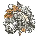fall and fishing hook intertwined tattoo design idea