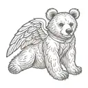 ready bear with angel wings spread wide tattoo design idea