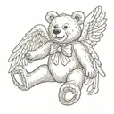 ready bear with angel wings spread wide tattoo design idea