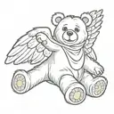 ready bear with angel wings spread wide tattoo design idea