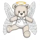 ready bear with angel wings spread wide tattoo design idea