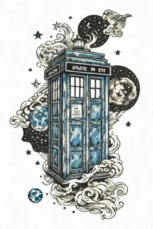 tardis starry night tattoo design idea